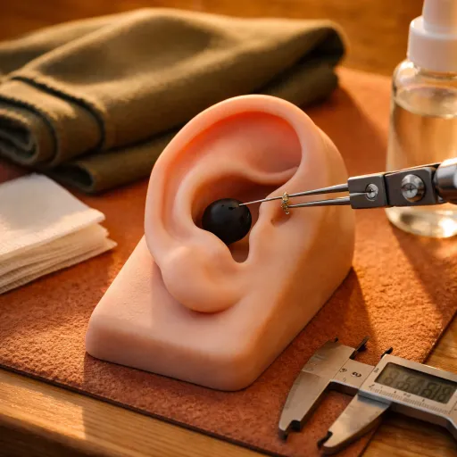 Tragus: a aba discreta da orelha, a joia minúscula (8mm) e o fone de ouvido nos primeiros 4 meses